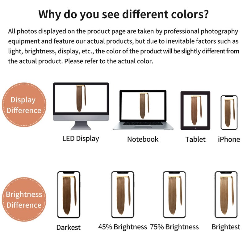 SEIKEA Clip in Ponytail Extension Wrap Around Natural Hairpiece for Women 20 Inch Straight Hair - Black Brown